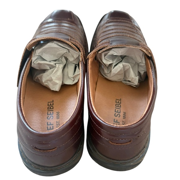 Josef Seibel Brown Leather Loafers Slip-Ons - Picture 7 of 9